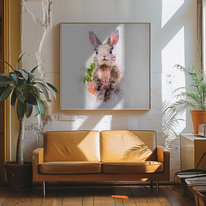 Baby Rabbit Square Canvas Art Print