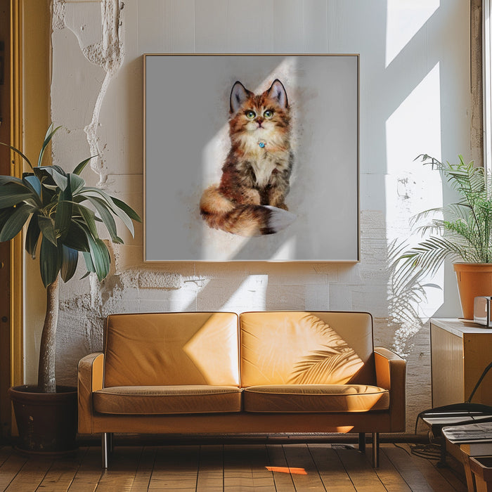 Baby Cat Square Canvas Art