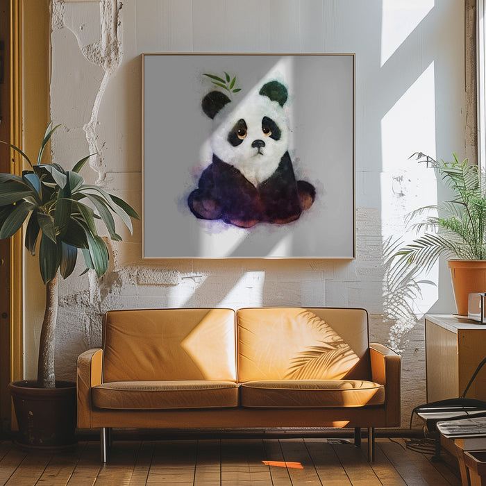 Baby Panda Square Canvas Art Print