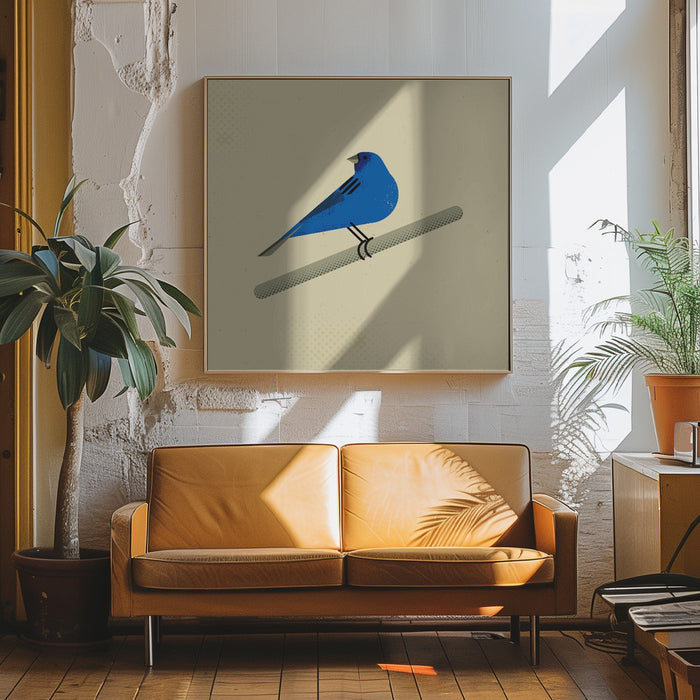 Indigo Bunting Square Canvas Art Print