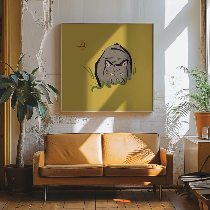 Hiding Cat Square Canvas Art Print