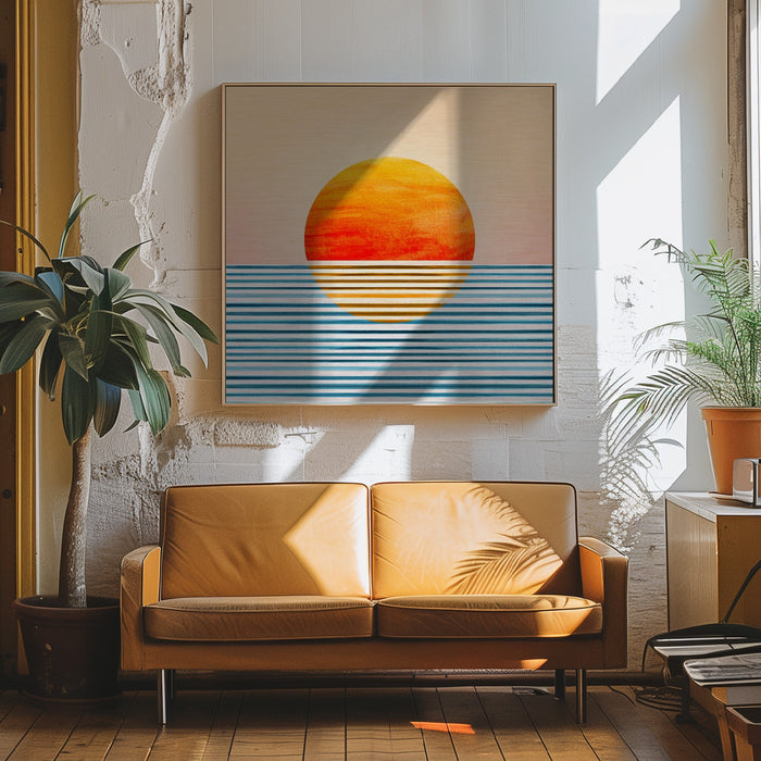 Minimalist Sunset 2 Square Canvas Art Print