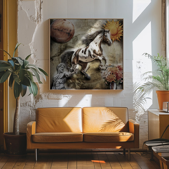 Horse art 3 Square Canvas Art Print