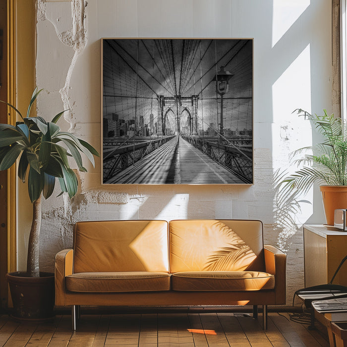 NYC Brooklyn Bridge Square Canvas Art Print