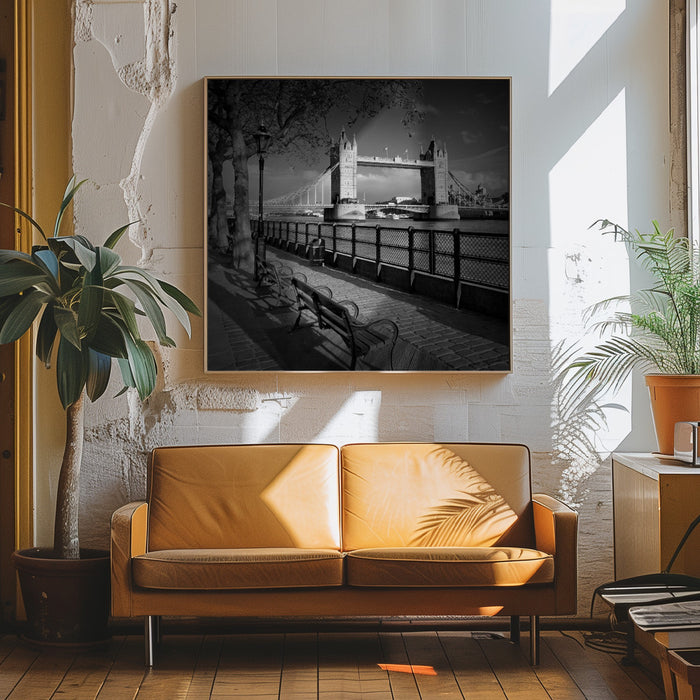 LONDON Thames Riverside &amp; Tower Bridge Square Canvas Art Print