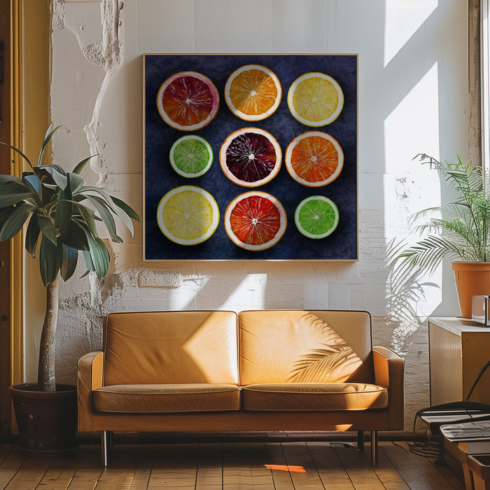 Citrus energy Square Canvas Art Print