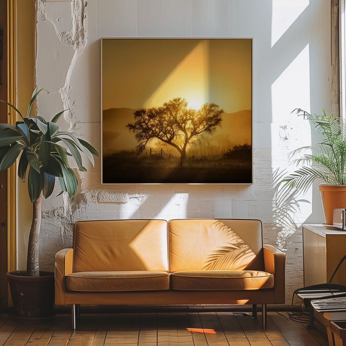 Golden Sunrise Square Canvas Art Print