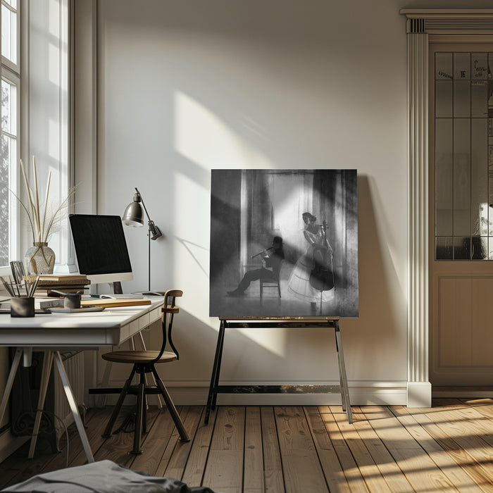 Pause for cello Square Canvas Art Print