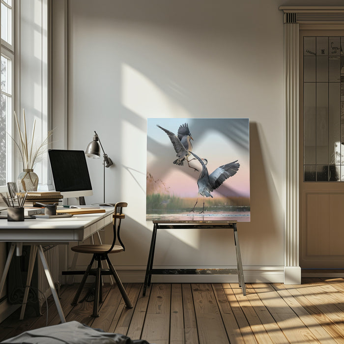 Fighting Square Canvas Art Print