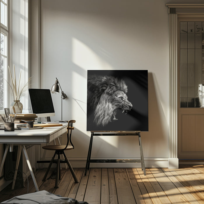 Roaring Lion #2 Square Canvas Art Print