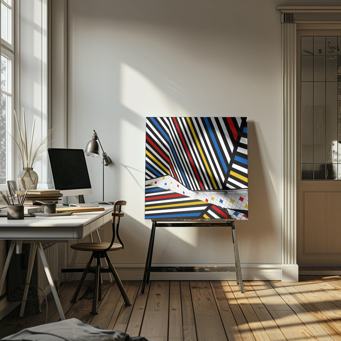 Mondriaan coloured hall Square Canvas Art Print