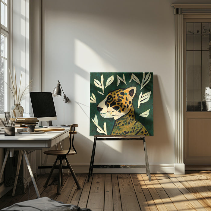 Tiger In Profile Square Canvas Art Print