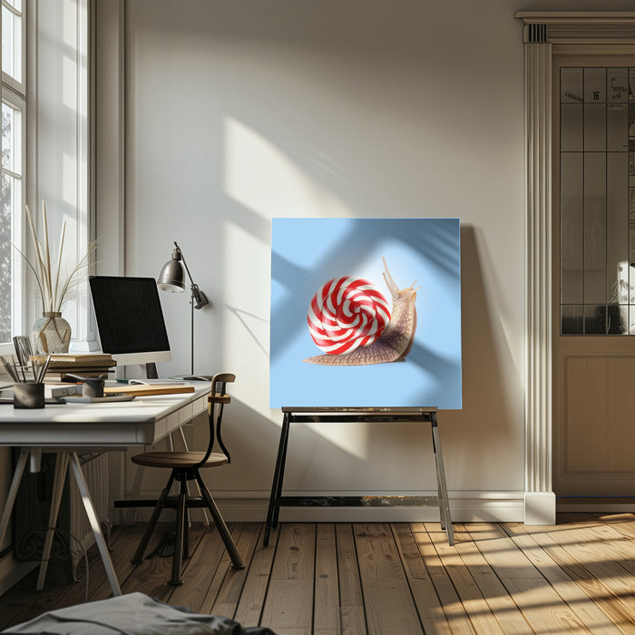 Snail Candy Square Canvas Art Print