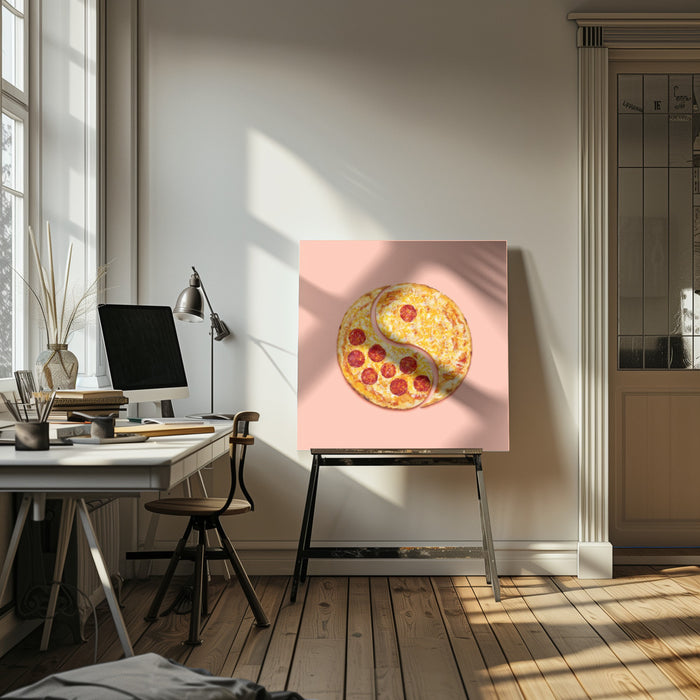 Pizza Balance Square Canvas Art Print