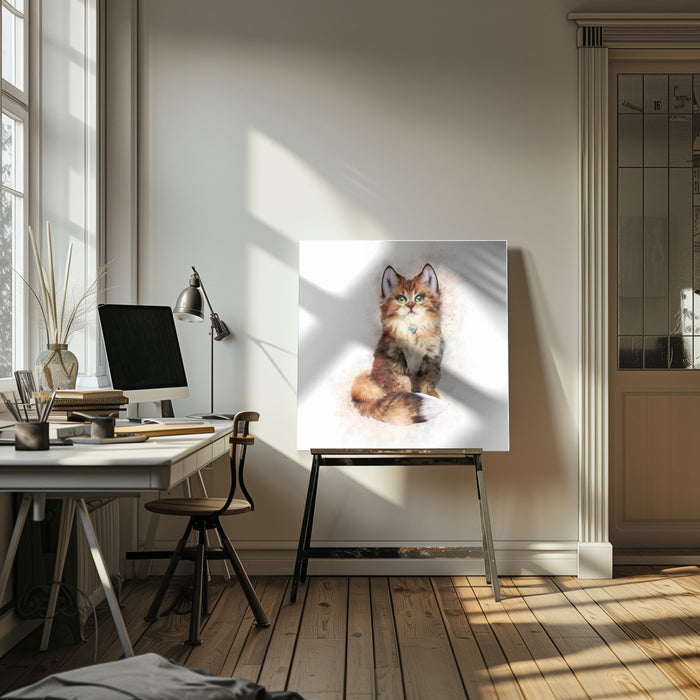 Baby Cat Square Canvas Art