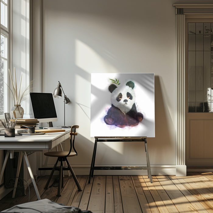 Baby Panda Square Canvas Art Print