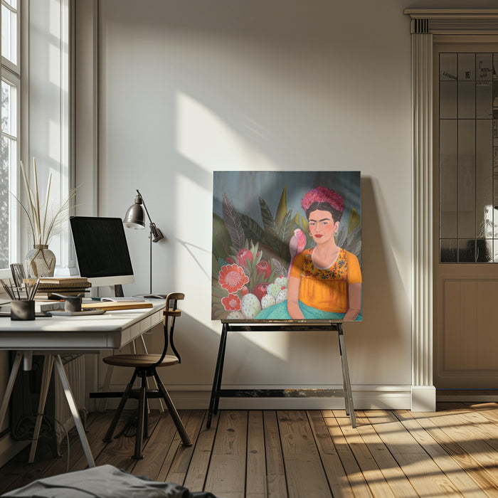 Frida a Casa Azul Square Canvas Art Print