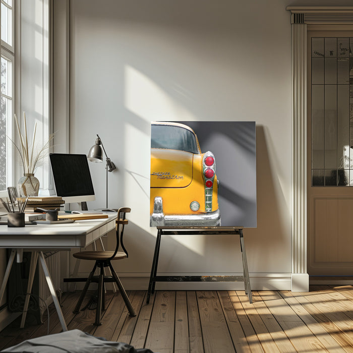 The Yellow Cab Square Canvas Art