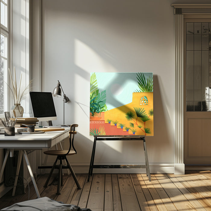 Colorful Garden Square Canvas Art Print