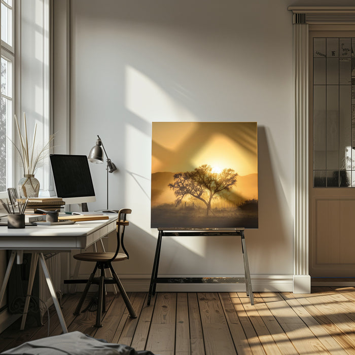 Golden Sunrise Square Canvas Art Print