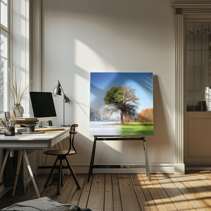 4 seasons Square Canvas Art Print