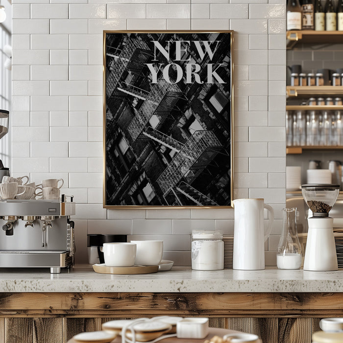 NYC Fire Escapes Framed Art Modern Wall Decor