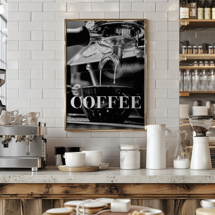 Coffee Text Framed Art Modern Wall Decor