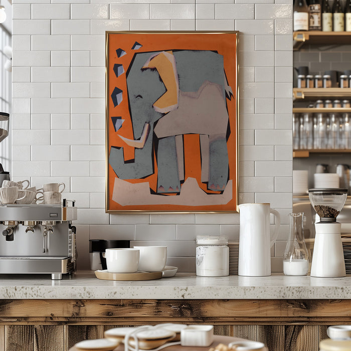 Happy Elephant Framed Art Modern Wall Decor