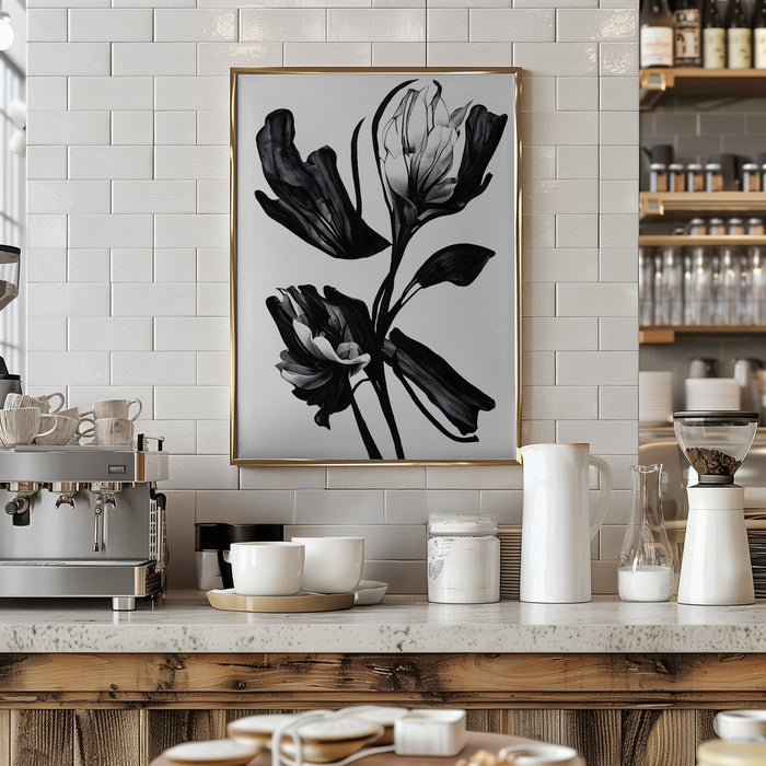 Black Flower Framed Art Modern Wall Decor