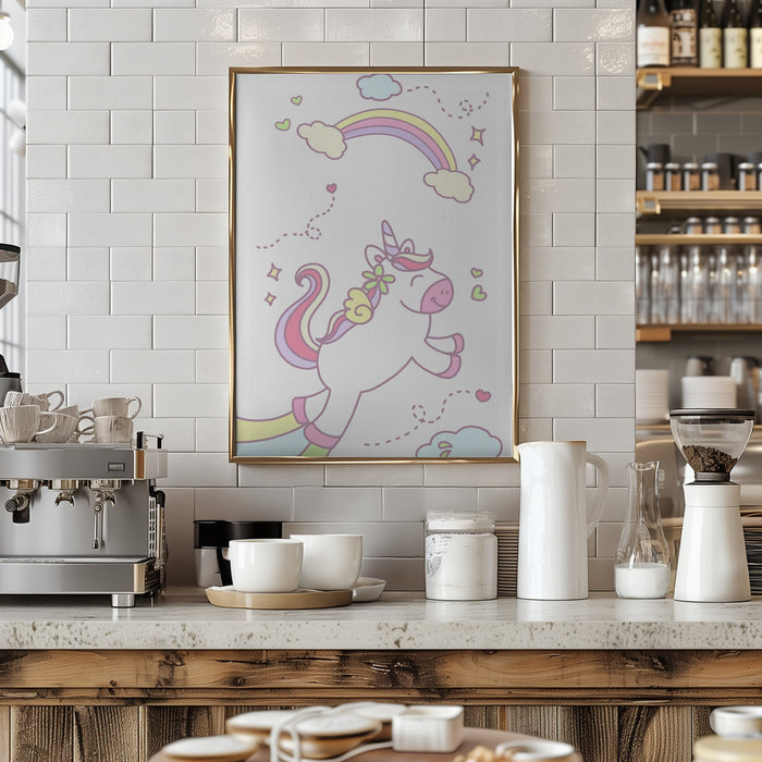 Unicorn and Baby girl Framed Art Wall Decor