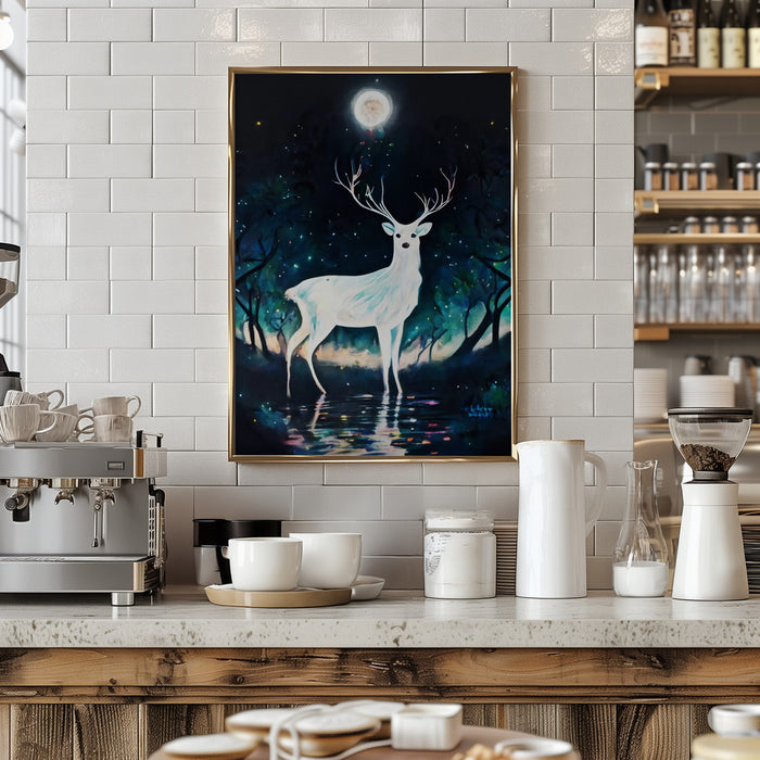 Paint Deer Framed Art Modern Wall Decor