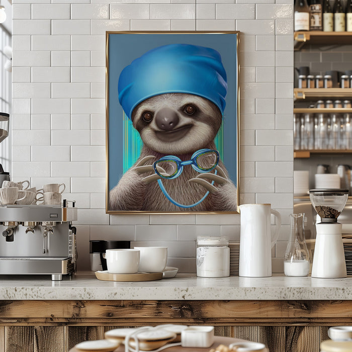 SLOTH WITH GOGGLES Framed Art Wall Decor