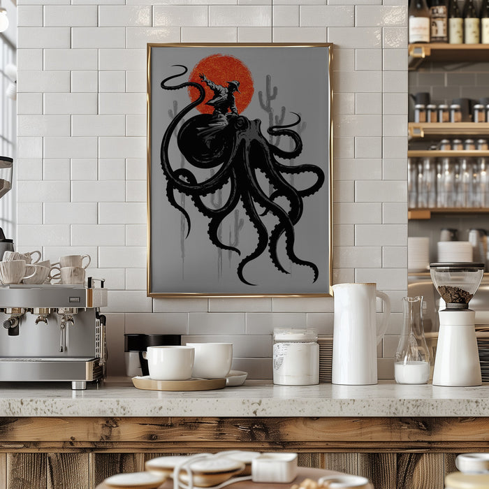 RIDING THE OCTOPUS Framed Art Wall Decor