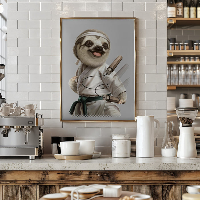 karate sloth Framed Art Wall Decor