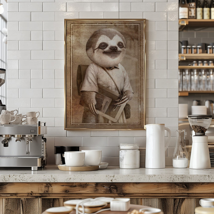 STUDENT SLOTH Framed Art Wall Decor