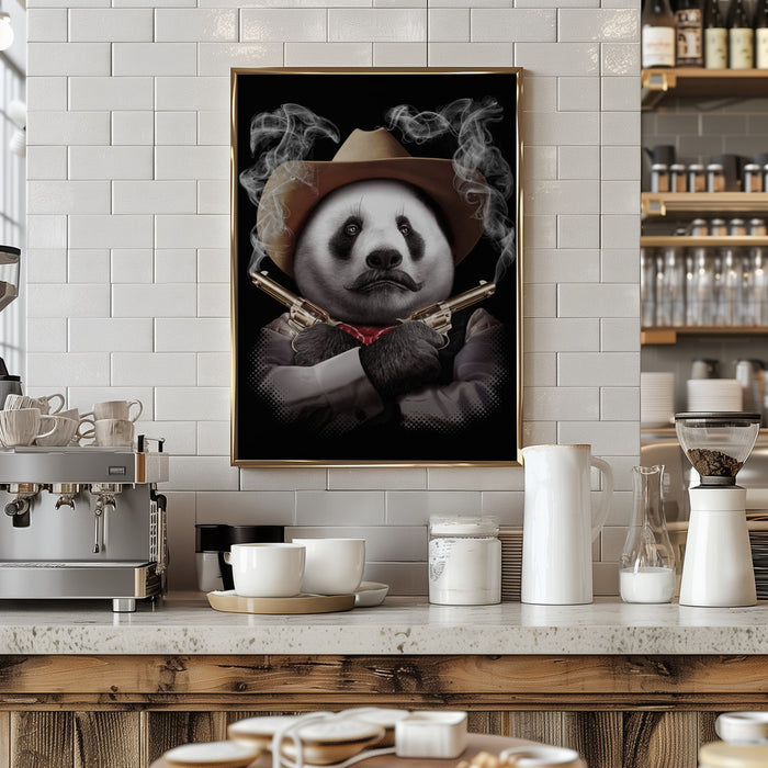 panda crossgun Framed Art Wall Decor