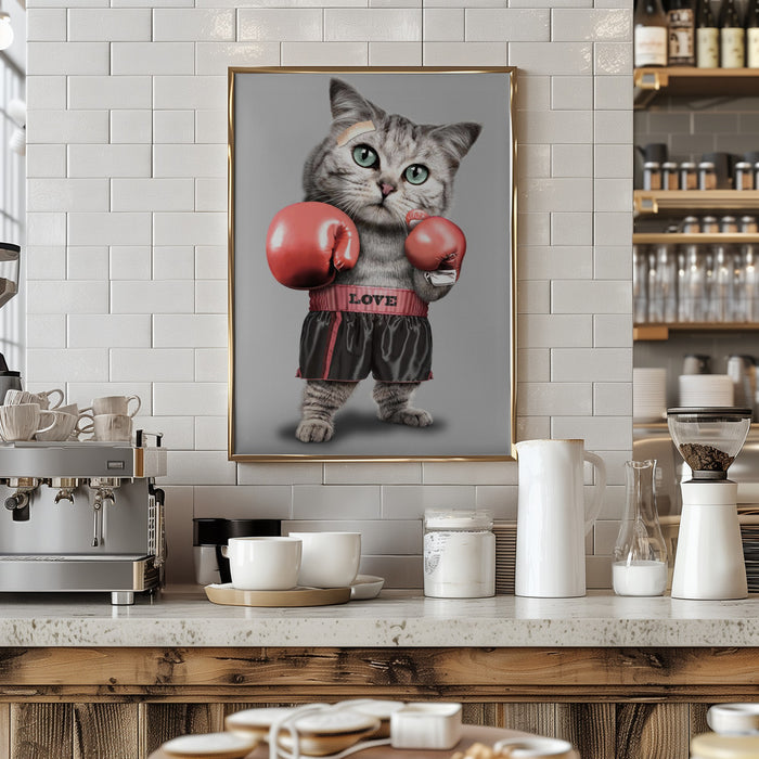 boxing cat Framed Art Modern Wall Decor