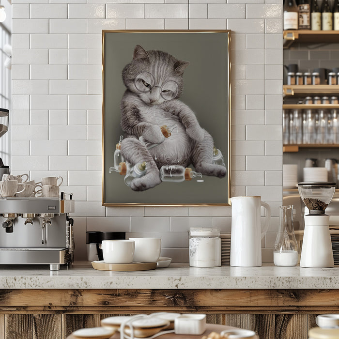 greedy cat Framed Art Modern Wall Decor