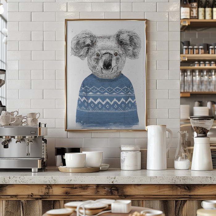 Winter koala (blue) Framed Art Modern Wall Decor