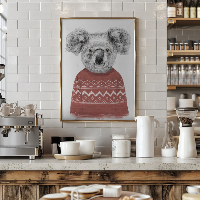 Winter koala (red) Framed Art Modern Wall Decor