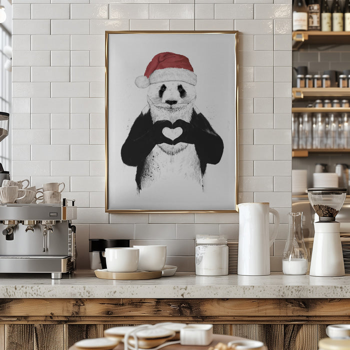 Santa panda Framed Art Modern Wall Decor