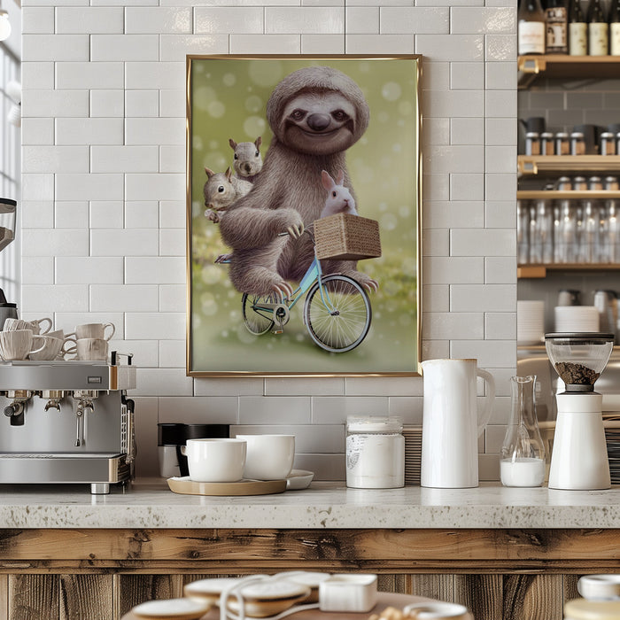 SLOTH GO RIDING Framed Art Modern Wall Decor