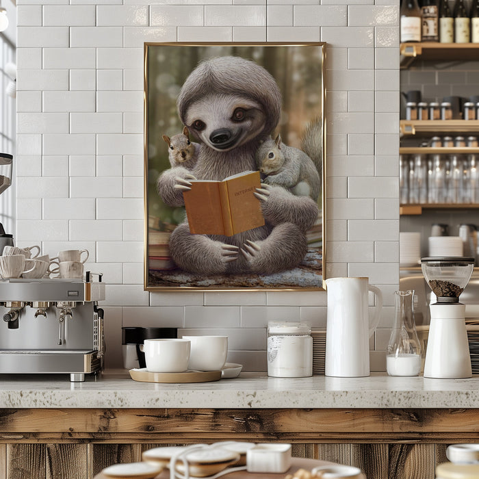 SLOTH SHARING KNOWLEDGE Framed Art Wall Decor