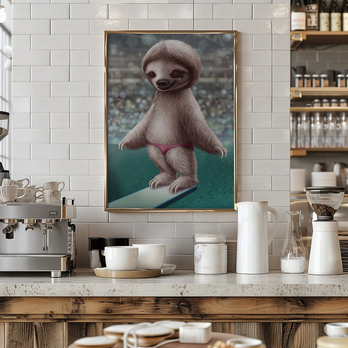 SLOTH THE DIVER Framed Art Wall Decor