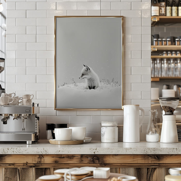 Snow Fox Framed Art Modern Wall Decor