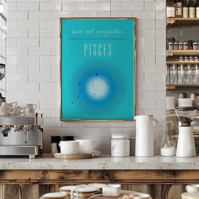 Pisces Zodiac Print Art Framed Art Wall Decor