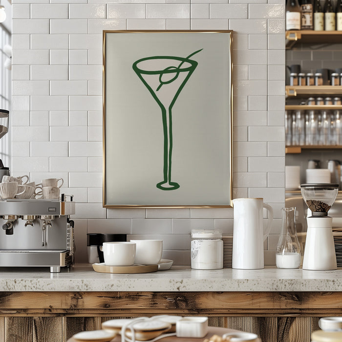 Cocktail Green Framed Art Wall Decor