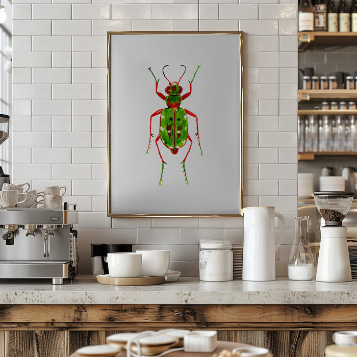 Green tiger beetle or Cicindela campestris Framed Art Modern Wall Decor