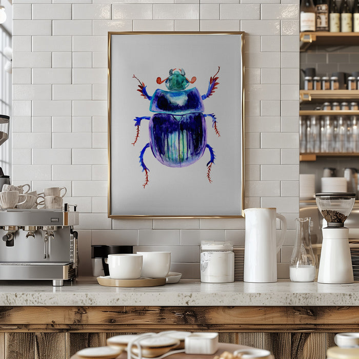 Earth-boring dung beetle or Anoplotrupes stercorosus Framed Art Wall Decor