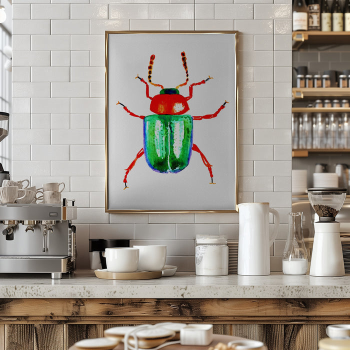 Knotweed beetle or Gastrophysa polygoni Framed Art Wall Decor